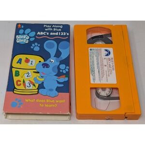 Nick Jr Blue's Clues ABC's 123's VHS Video Orange Tape Nickelodeon Kids TV Show‎